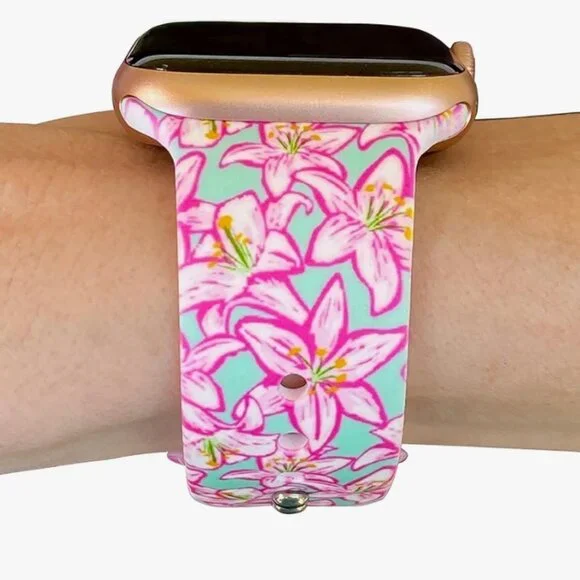 Flowers Silicone Watch Band Compatible with Apple Watch